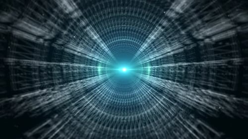 Abstract Digital Data Grid Tunnel Background Animation