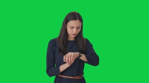 Impatient Indian girl waiting for someone Green screen