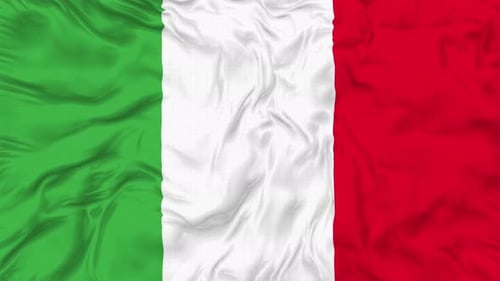 Waving Italian Flag with Realistic Fabric Texture 3D Animation