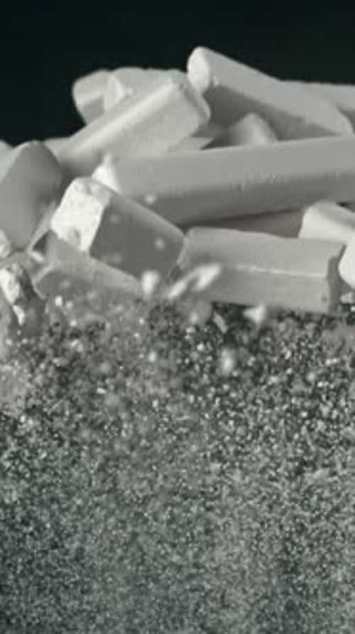 School Chalk Flies Against the Background of the Blackboard Filmed on a Highspeed Camera at 1000 Fps