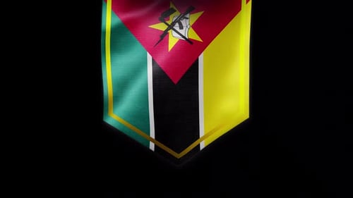 Waving Mozambique Flag Pennant Animation