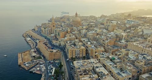 Scenic Aerial View of Valletta Malta at Sunset Featuring a Beautiful Cityscape