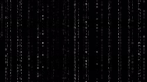 CG Binary Digits Rows ändert sich gleichzeitig mit dem Konzept für Streaming-Daten auf schwarzem Hintergrund