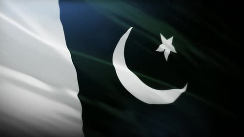 Waving Pakistan National Flag with Dynamic Light Rays