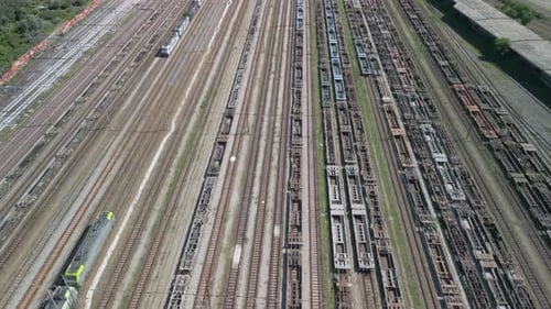 Aerial View Railway Junction Containers Wagons