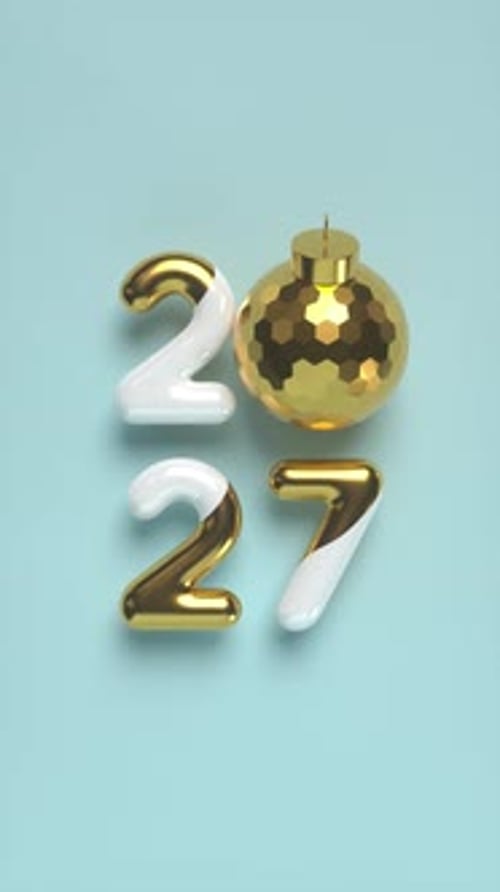 New Year 2027 Golden Ornament Celebration Greeting