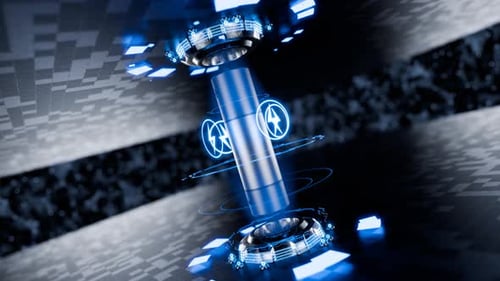 Futuristic Battery Charging with Digital Energy Animation