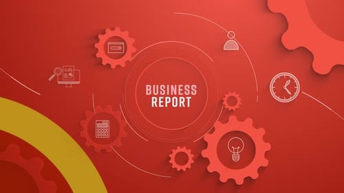 Animated Corporate Business Report Title Reveal with Gears and Icons