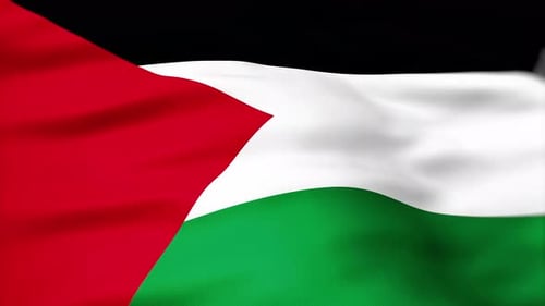 Realistic Palestine Flag Waving Seamless Loop Animation