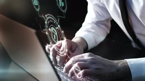Futuristic Digital Security Network HUD Interface