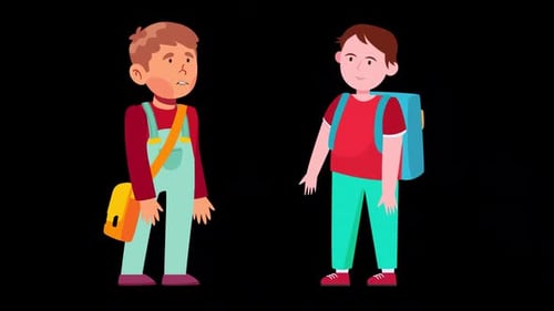 Animated School Boys Talking Flat Design