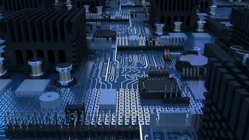 4K 3D Cpu Abstract Close Up Of A Circuit Board