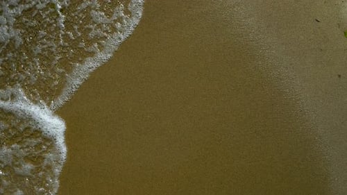 View of the sea shore, Foam from water poured into the sand, sand and water on the coast