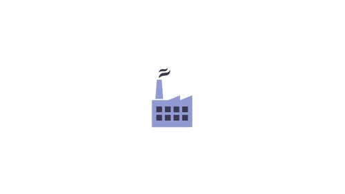 Animated Flat Design Factory Icon with Chimney Smoke