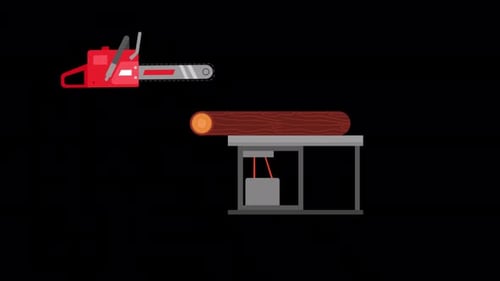 Cortando un árbol con una motosierra Alpha Channel 4K