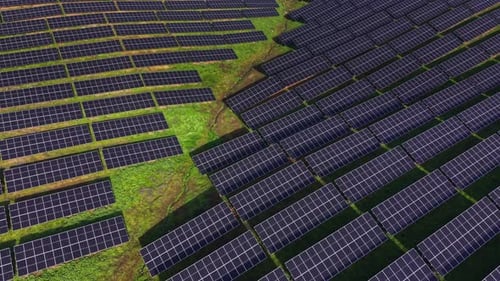 Solar panels cover a large area in a renewable energy field