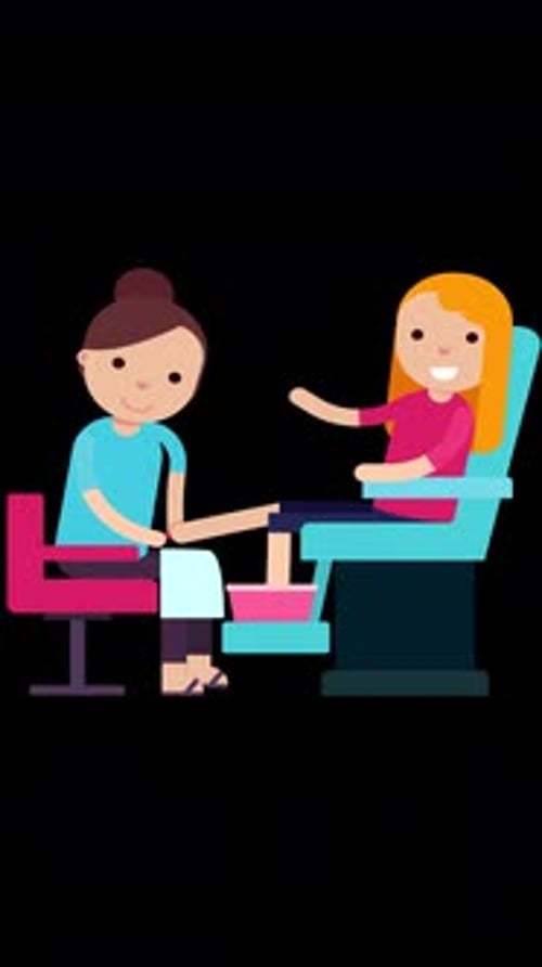 The Master Does A Pedicure, Treats His Client S Toenails On Vertical On Alpha Channel