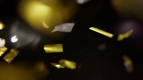 Floating Metallic Gold and Silver Confetti