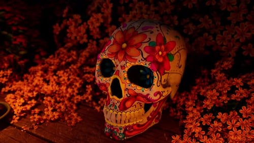 Decorated Sugar Skull Calavera for Día de los Muertos Celebration