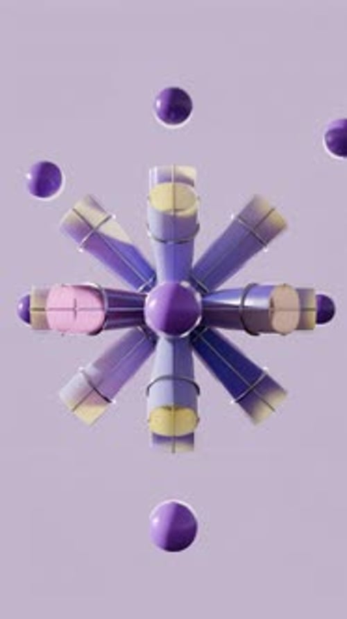 Animação de esferas e tubos satisfatórios em loop 3D