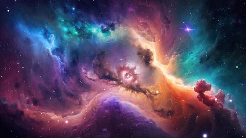 Seamless Loop of Colorful Cosmic Nebula and Stars
