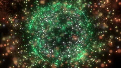 Particules sphériques vertes scintillantes