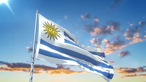 Realistic Waving Flag of Uruguay Animation