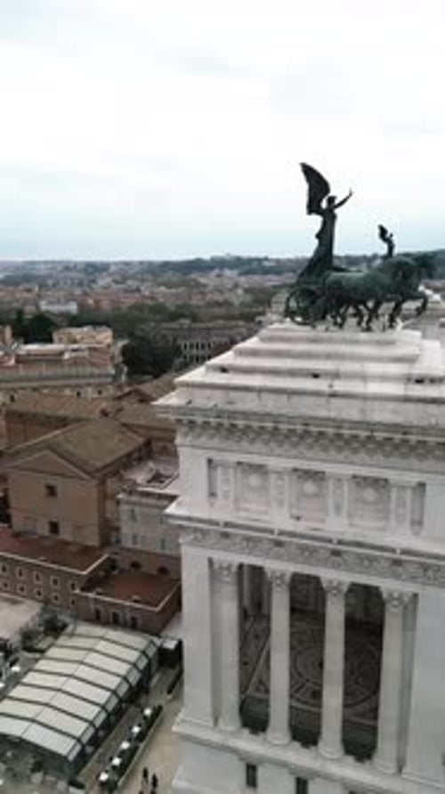 Aerial video of the Alter della Patria in Rome. Italy on a sunny day