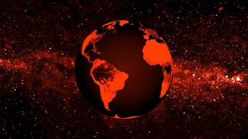 Spinning Earth planet sphere with galaxy in space, Science and technology video concept. 1356