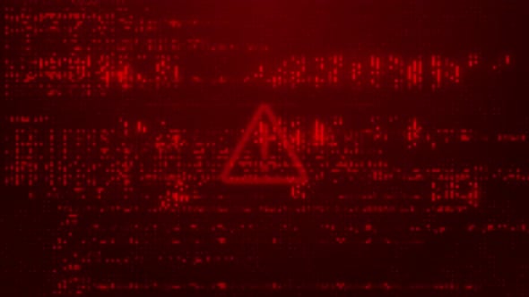 Red Coding Glitch with Warning Sign, Technology Stock Footage ft ...