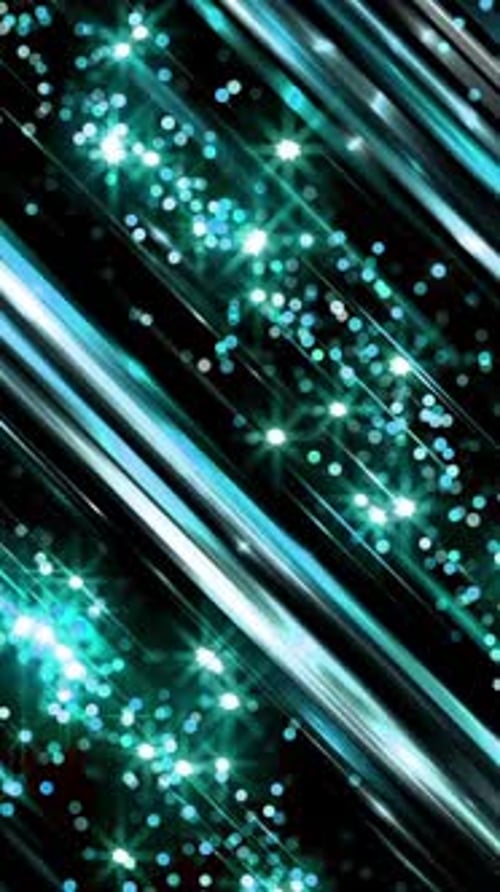 Shimmering Teal Particles and Light Rays Vertical Background