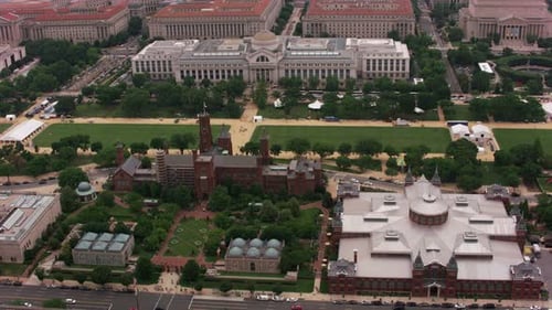 Washington, D.C. Circa-2017, Aerial View of the Smithsonian Castle and National Museum