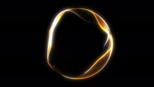 Gradient glowing sphere with orange, blue and white light waves