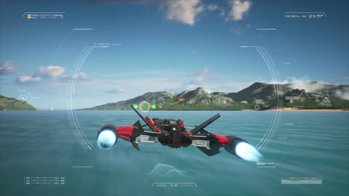 Futuristic Fighter Jet HUD Display with Targeting System