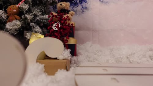 Festive Christmas Decoration with Tree, Gifts, and Toys