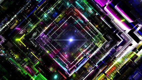 Abstract Futuristic Neon Tunnel