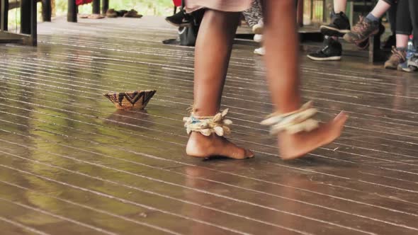 Woman Dancing on Wooden Floor in Tropical Setting, Lifestyle Stock ...