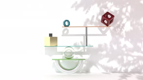 3D Balance Geometric Shape Soft Shadow Able to Loop Endless