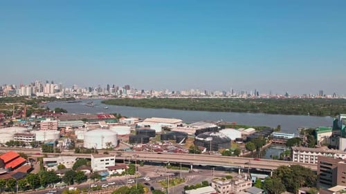 Aerial view of Bangkok Downtown Skyline, Thailand