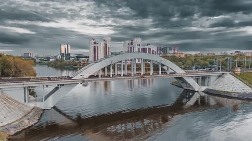 White Bridge Over A River Aerial
