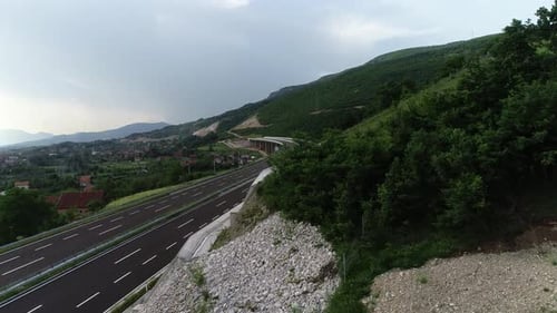 Aerial Drone View on Highway Bridge Road Under Construction