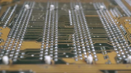 Integrated Electrical Circuit Motherboard Closeup.