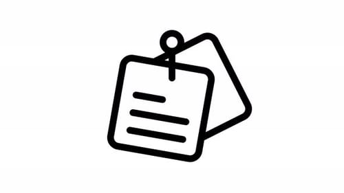 Flat Design Pinned Note Icon with Text Animation