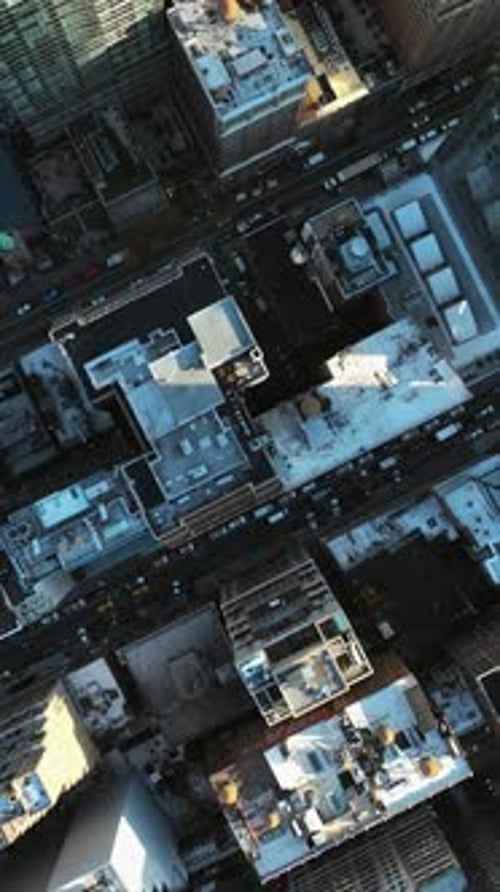 NYC Urban architecture and street grid from above, portrait view
