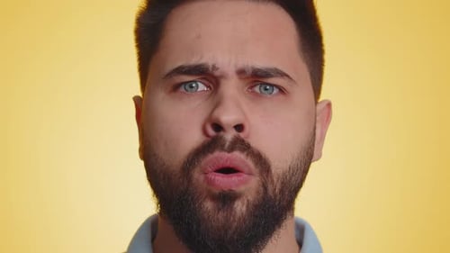 Man Expressing Shock and Surprise Close Up