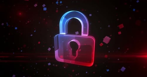 Cyber security with padlock symbol loop digital concept