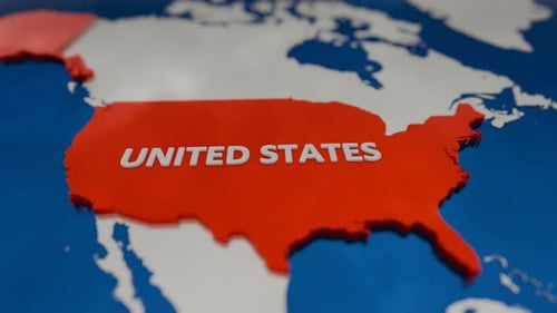 3D World Map United States Text Reveal