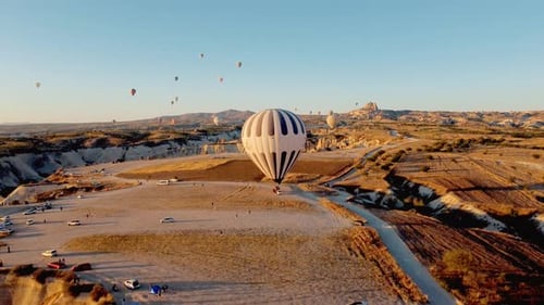 hot air balloons Cappadocia, Turkey. Amazing from bird's eye view
