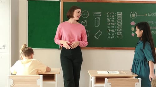 Teacher Explains Math to Elementary School Students