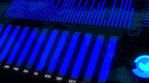 Abstract diagram blue bars on grid background